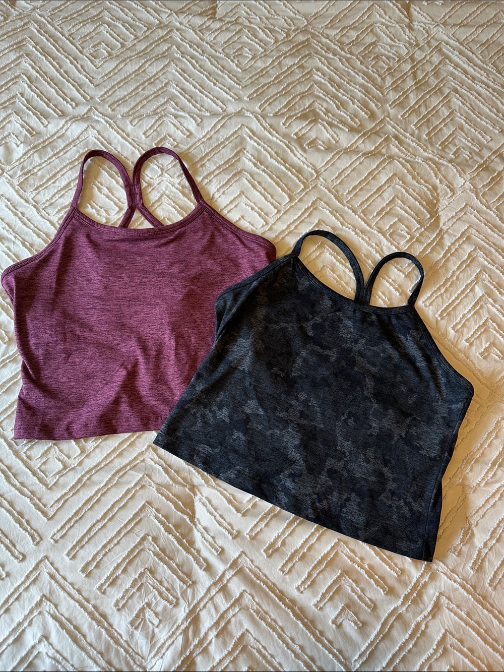 Kyodan Maroon & Black Cropped Strappy Tank Tops